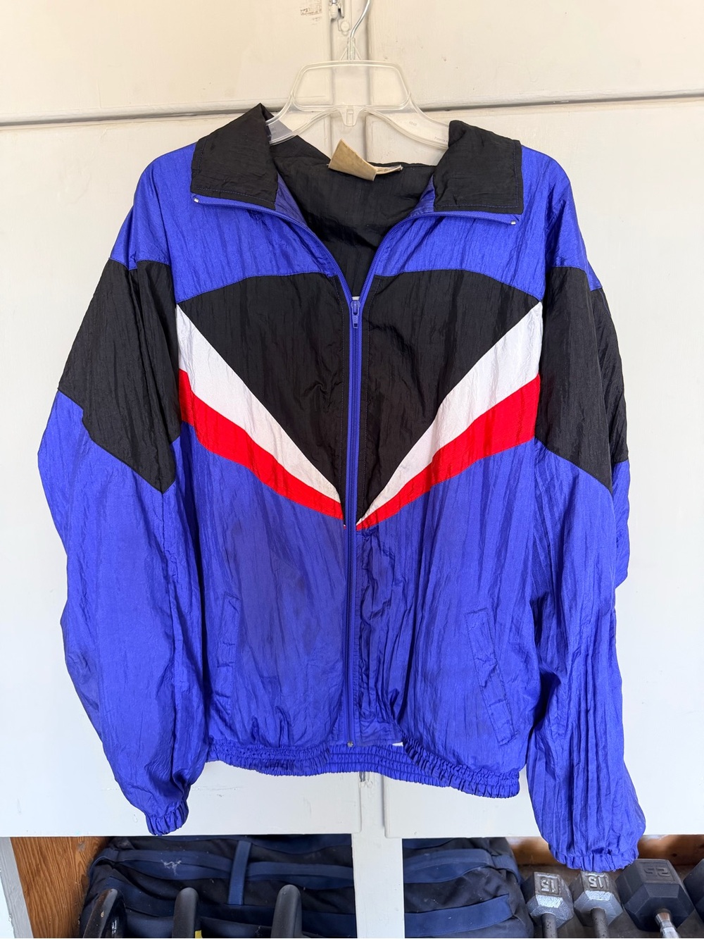 Vintage Active USA Black and Royal Blue Zip-Front Windbreaker